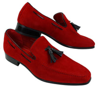 Ανδρικά σουέτ μοκασίνια με slip-on σχέδιο φούντας από δέρμα, smart casual