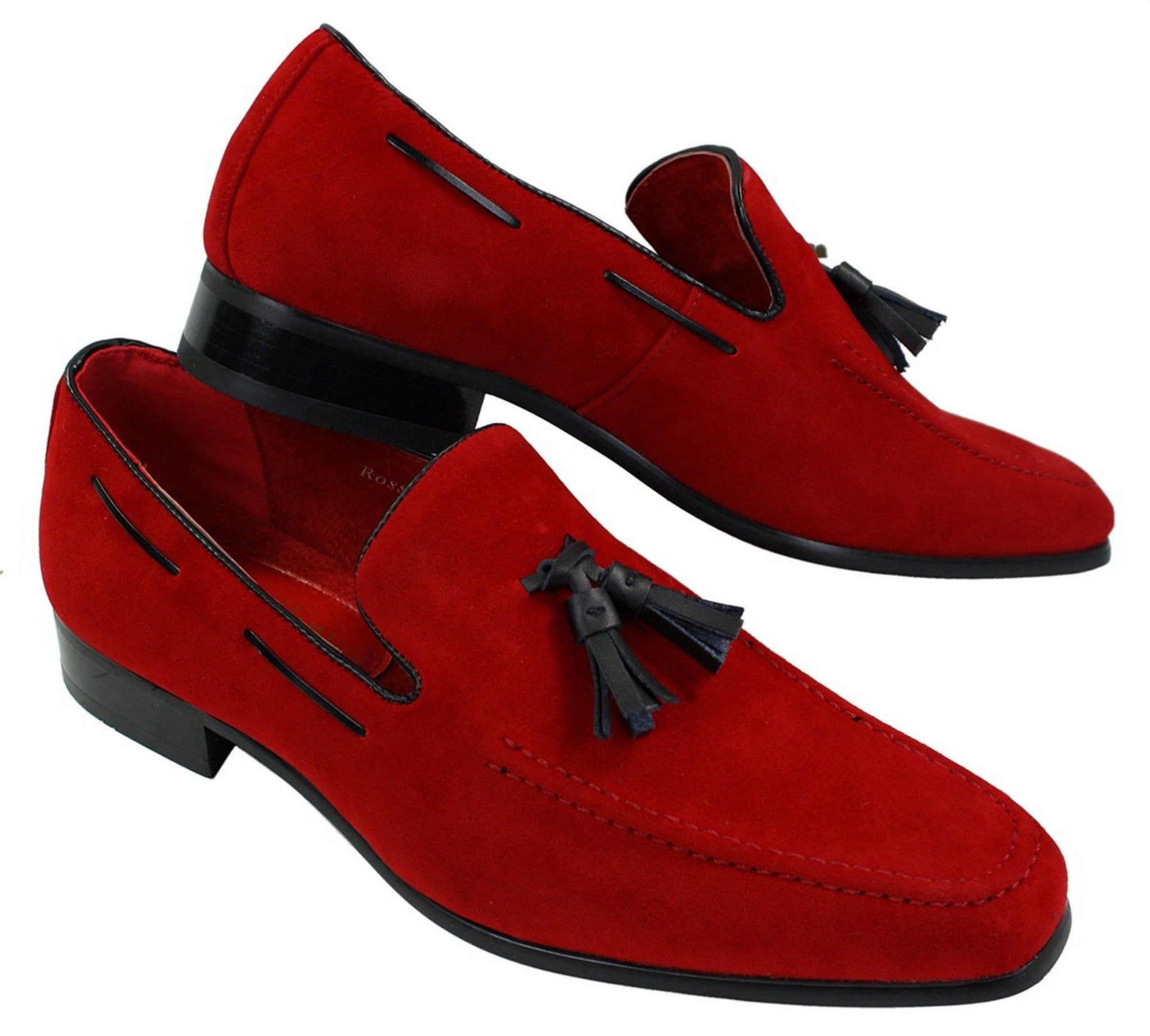 Ανδρικά σουέτ μοκασίνια με slip-on σχέδιο φούντας από δέρμα, smart casual