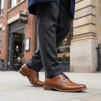 Ανδρικά Δερμάτινα Παπούτσια Oxford Brogue με Καφέ Σχέδιο
