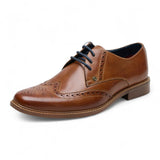 Ανδρικά Δερμάτινα Παπούτσια Oxford Brogue με Καφέ Σχέδιο