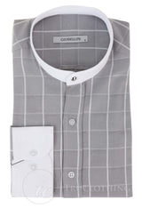 Ανδρικό πουκάμισο με vintage καρό σχέδιο και αφαιρούμενο γιακά