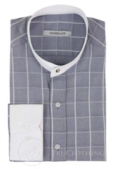 Ανδρικό πουκάμισο με vintage καρό σχέδιο και αφαιρούμενο γιακά