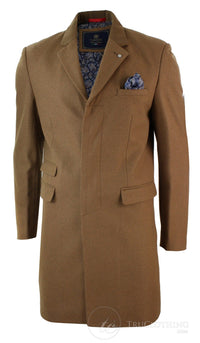 Ανδρικό Χειμερινό Παλτό 3/4 με Καμπαρντίνα, Ψαροκόκκαλο, Μακρύ Βελούδινο Τελείωμα με Κουμπιά-Μαύρο