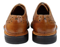 Ανδρικά Παπούτσια Oxford Brogue με Δερμάτινα Κορδόνια Goodyear Welted, σε Ανοιχτό Καφέ Μπορντό