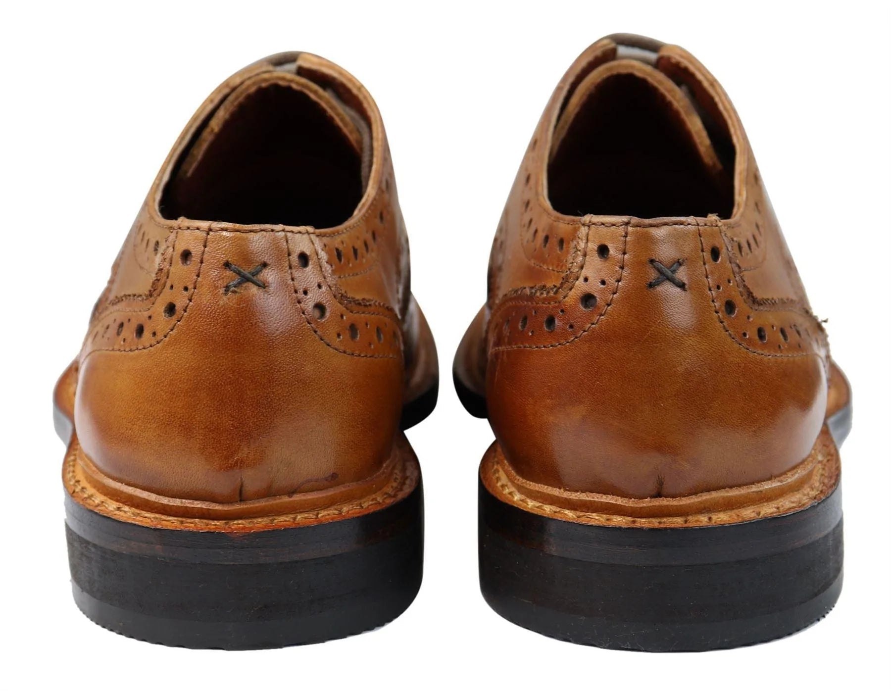 Ανδρικά Παπούτσια Oxford Brogue με Δερμάτινα Κορδόνια Goodyear Welted, σε Ανοιχτό Καφέ Μπορντό