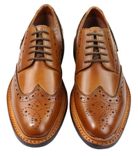 Ανδρικά Παπούτσια Oxford Brogue με Δερμάτινα Κορδόνια Goodyear Welted, σε Ανοιχτό Καφέ Μπορντό