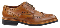 Ανδρικά Παπούτσια Oxford Brogue με Δερμάτινα Κορδόνια Goodyear Welted, σε Ανοιχτό Καφέ Μπορντό