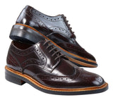 Ανδρικά Παπούτσια Oxford Brogue με Δερμάτινα Κορδόνια Goodyear Welted, σε Ανοιχτό Καφέ Μπορντό