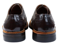 Ανδρικά Παπούτσια Oxford Brogue με Δερμάτινα Κορδόνια Goodyear Welted, σε Ανοιχτό Καφέ Μπορντό