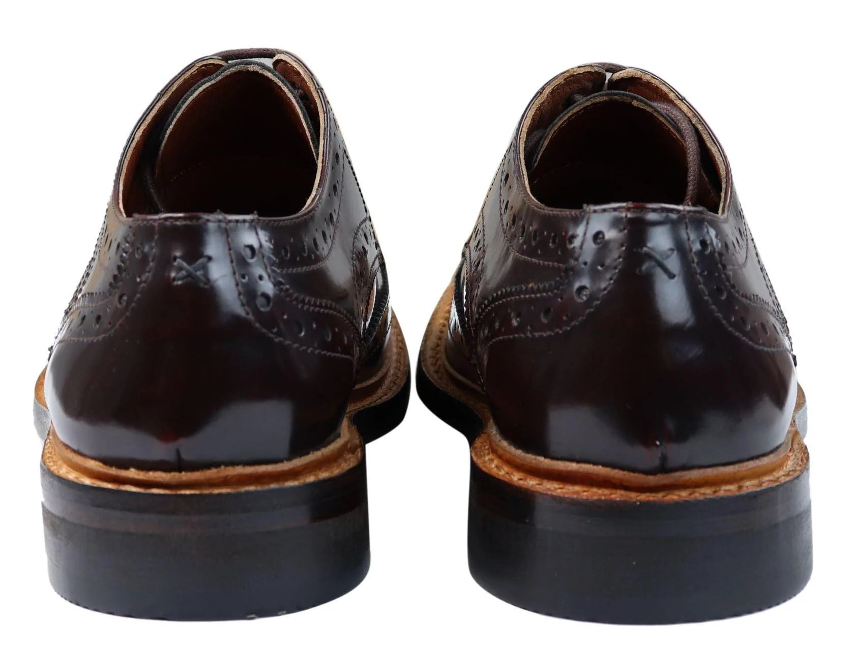 Ανδρικά Παπούτσια Oxford Brogue με Δερμάτινα Κορδόνια Goodyear Welted, σε Ανοιχτό Καφέ Μπορντό