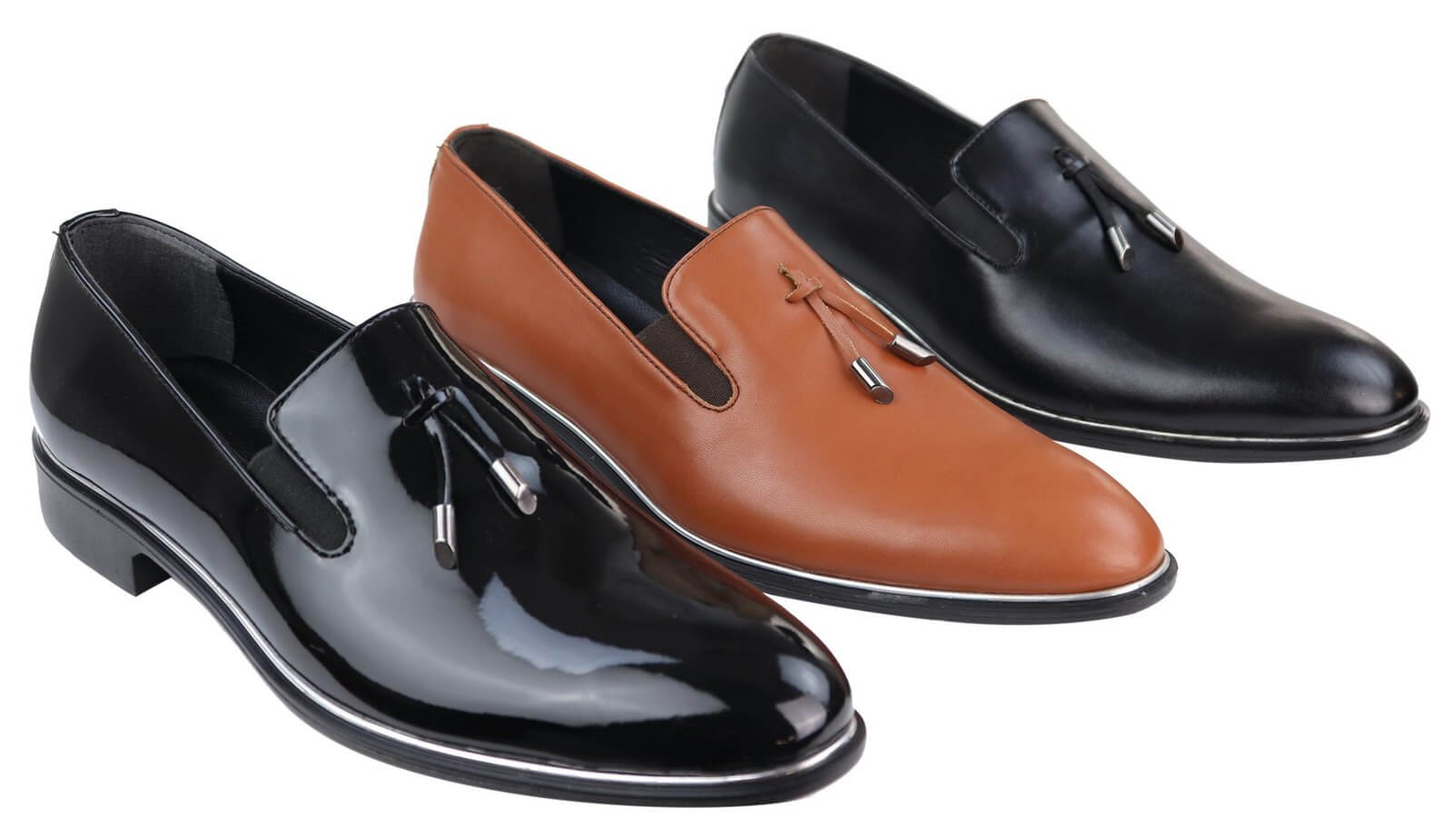 Ανδρικά παπούτσια με slip-on και μεταλλικό φινίρισμα