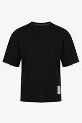 Ανδρικό T-shirt με σκούρο μπλε χρώμα και χαλαρή εφαρμογή, με λεπτή λαιμόκοψη από μείγμα βαμβακιού