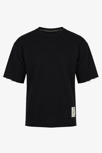 Ανδρικό T-shirt με σκούρο μπλε χρώμα και χαλαρή εφαρμογή, με λεπτή λαιμόκοψη από μείγμα βαμβακιού
