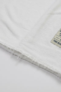 Ανδρικό λευκό T-shirt με λεπτή λαιμόκοψη και χαλαρή εφαρμογή, από μείγμα βαμβακιού και ακατέργαστη ακμή