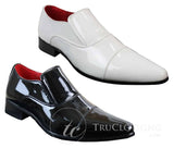 Ανδρικά Έξυπνα Επίσημα Slip-On Λευκά Λαμπερά Λουστρίνι Παπούτσια με Δερμάτινη Επένδυση Ιταλικά
