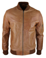 Ανδρικό Δερμάτινο Bomber Μπουφάν Δερμάτινο Casual Varsity Vintage Έξυπνο, Casual, Tan