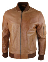 Ανδρικό Δερμάτινο Bomber Μπουφάν Δερμάτινο Casual Varsity Vintage Έξυπνο, Casual, Tan