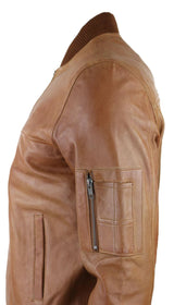 Ανδρικό Δερμάτινο Bomber Μπουφάν Δερμάτινο Casual Varsity Vintage Έξυπνο, Casual, Tan