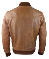 Ανδρικό Δερμάτινο Bomber Μπουφάν Δερμάτινο Casual Varsity Vintage Έξυπνο, Casual, Tan