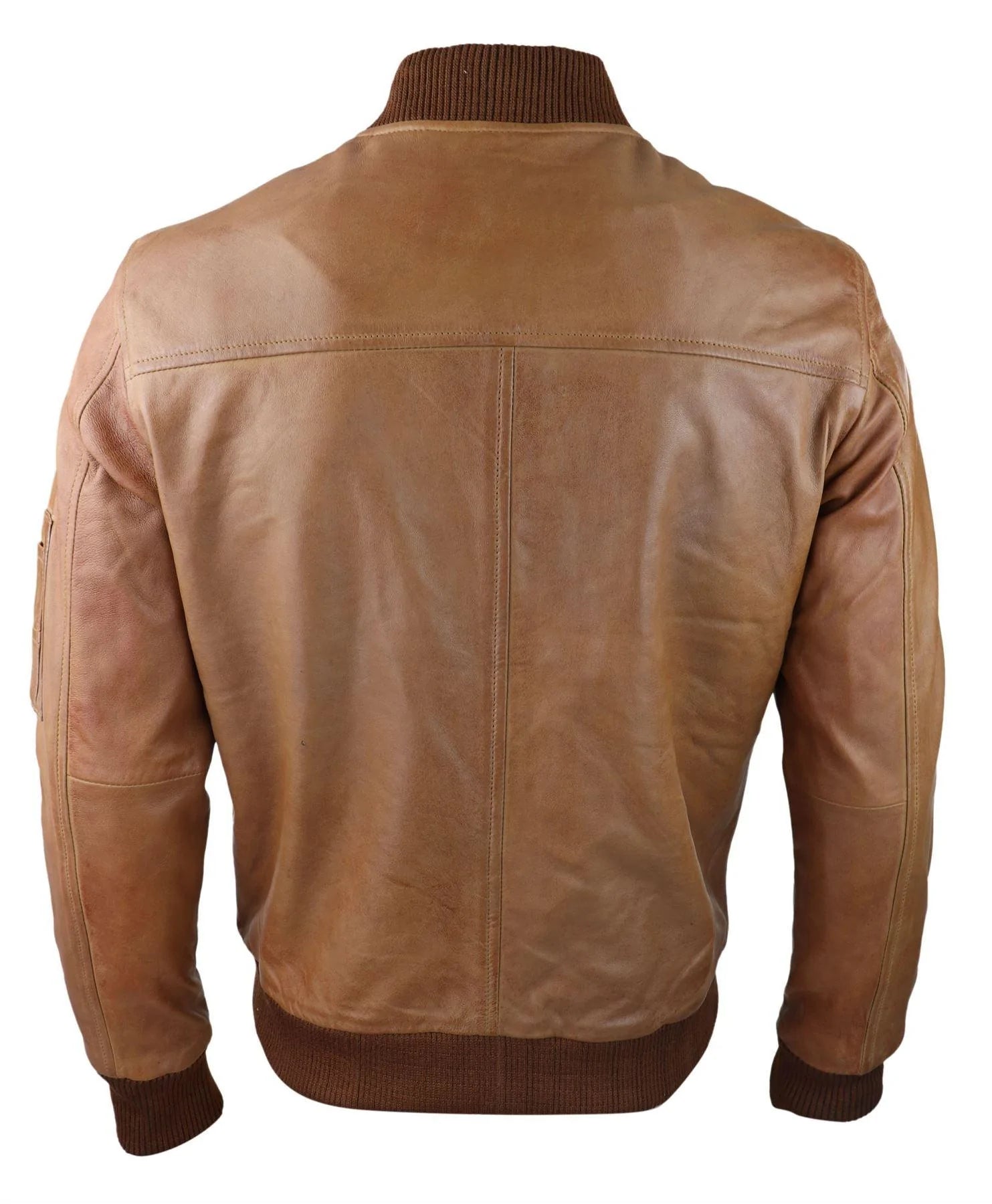 Ανδρικό Δερμάτινο Bomber Μπουφάν Δερμάτινο Casual Varsity Vintage Έξυπνο, Casual, Tan