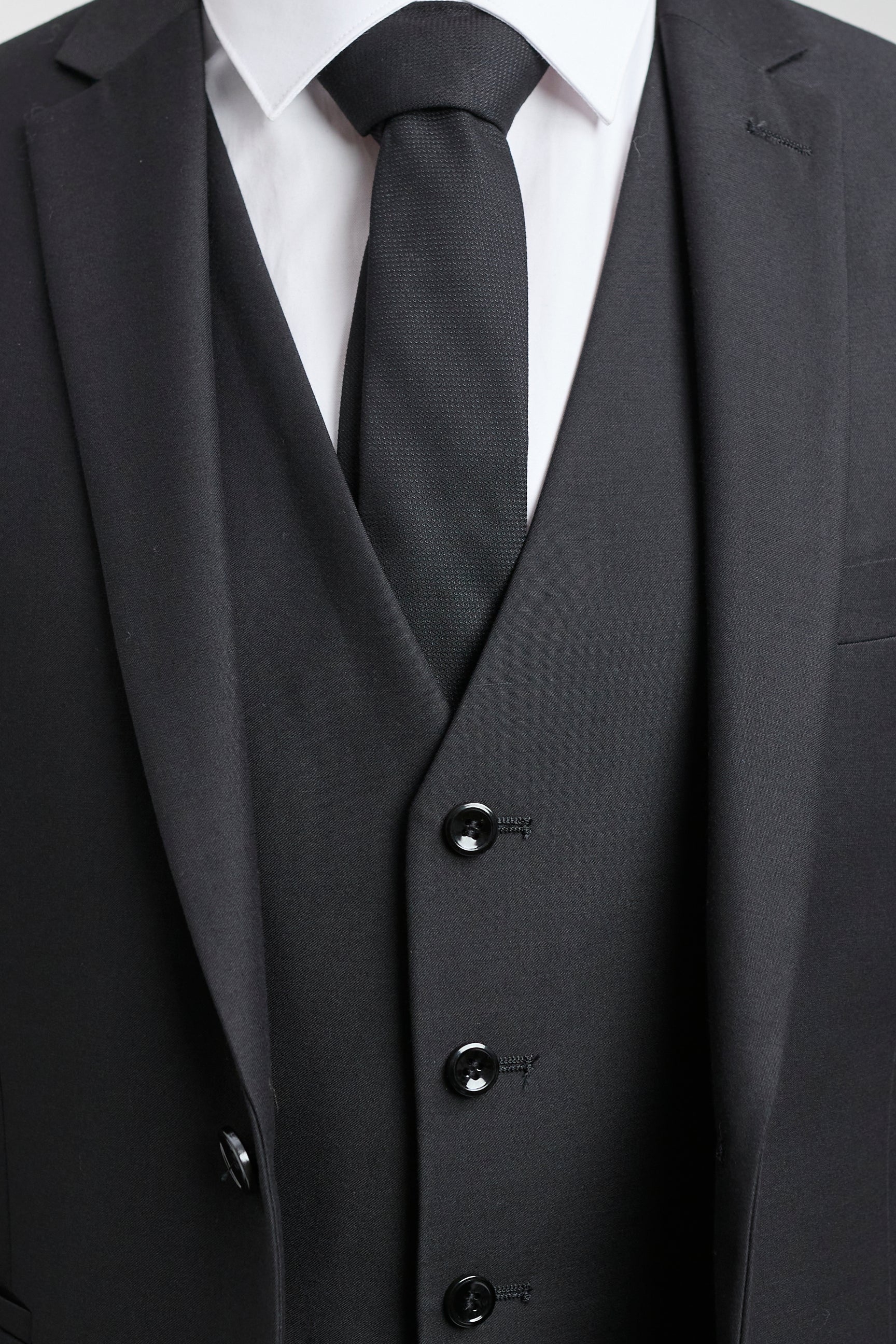 Paul Andrew Parker - Ανδρικό Κοστούμι 3 Τεμαχίων Μαύρο, Πλήρης Εφαρμογή, Κλασικό Ανδρικό Κοστούμι Πένθους Κηδείας