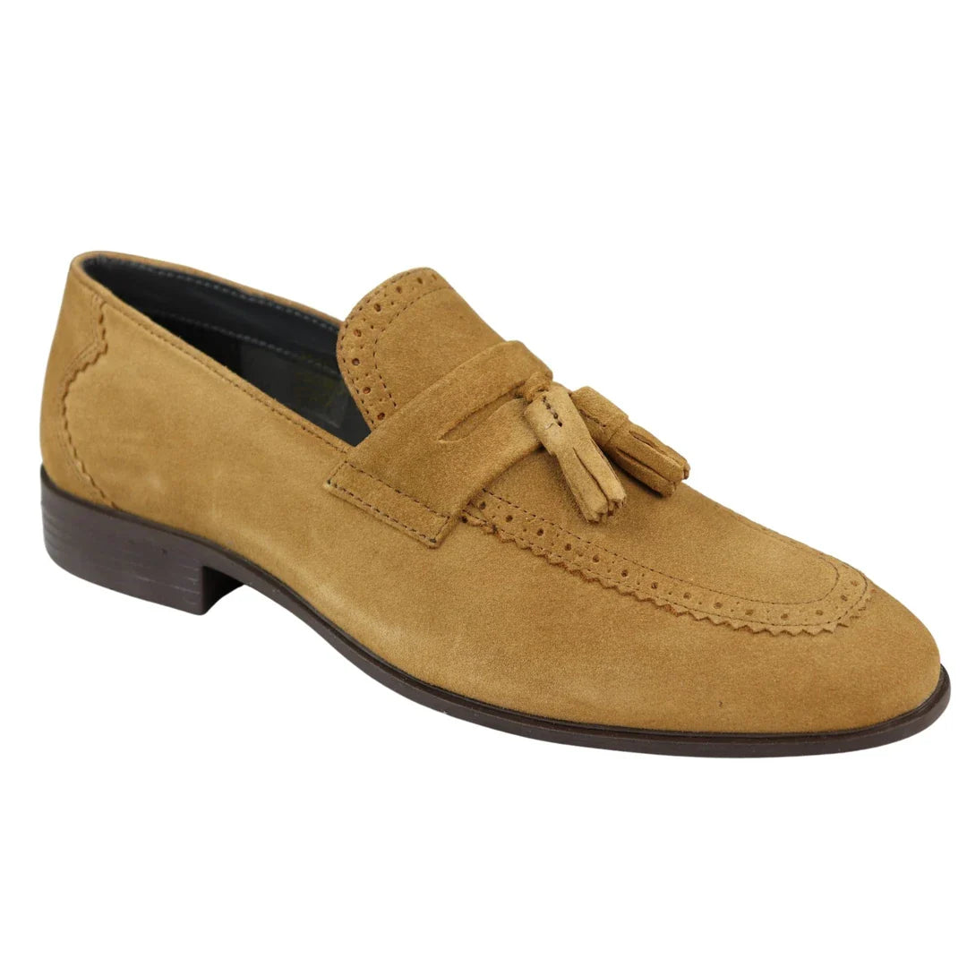 Ανδρικά Μοκασίνια Slip-on, Καφέ, Φούντα, Γνήσιο Σουέτ, Κομψό, Καθημερινό Φόρεμα, Κλασικό για Οδήγηση