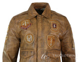 Ανδρικό Μπουφάν Aviator Flying Pilot Bomber Vintage Tan Αφαιρούμενο Μαύρο Γούνινο Γιακά-Καφέ