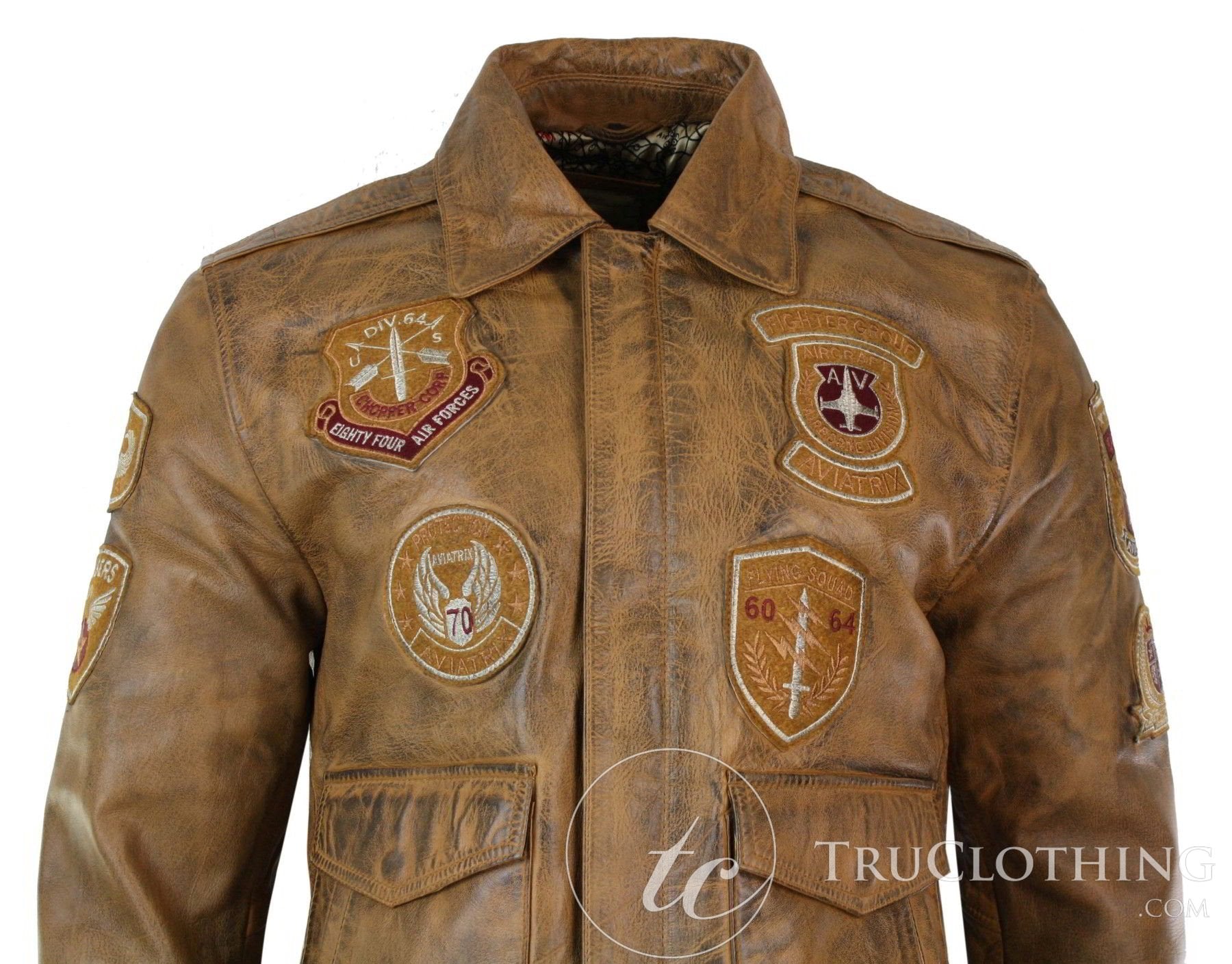 Ανδρικό Μπουφάν Aviator Flying Pilot Bomber Vintage Tan Αφαιρούμενο Μαύρο Γούνινο Γιακά-Καφέ