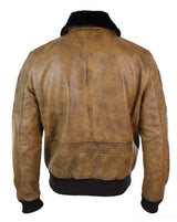 Ανδρικό Μπουφάν Aviator Flying Pilot Bomber Vintage Tan Αφαιρούμενο Μαύρο Γούνινο Γιακά-Καφέ