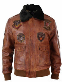 Ανδρικό μπουφάν Aviator Flying Pilot Bomber Vintage Tan με αφαιρούμενο μαύρο γούνινο γιακά - Ξύλο Νεβάδα
