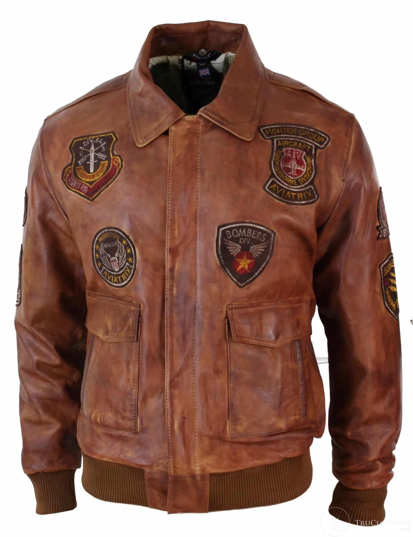 Ανδρικό μπουφάν Aviator Flying Pilot Bomber Vintage Tan με αφαιρούμενο μαύρο γούνινο γιακά - Ξύλο Νεβάδα