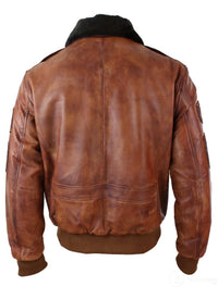 Ανδρικό μπουφάν Aviator Flying Pilot Bomber Vintage Tan με αφαιρούμενο μαύρο γούνινο γιακά - Ξύλο Νεβάδα