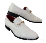 Patron 80058 - Ανδρικά Λευκά Μαύρα Λαμπερά Λουστρίνι Slip On Δερμάτινα Παπούτσια Snake Crocodile με Χρυσή Αγκράφα