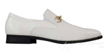 Patron 80058 - Ανδρικά Λευκά Μαύρα Λαμπερά Λουστρίνι Slip On Δερμάτινα Παπούτσια Snake Crocodile με Χρυσή Αγκράφα