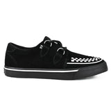 Μυτερό sneaker Creeper, μαύρο, λευκό, σουέτ, πλατφόρμα