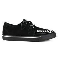 Μυτερό sneaker Creeper, μαύρο, λευκό, σουέτ, πλατφόρμα