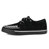 Μυτερό sneaker Creeper, μαύρο, λευκό, σουέτ, πλατφόρμα