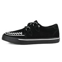Μυτερό sneaker Creeper, μαύρο, λευκό, σουέτ, πλατφόρμα