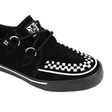 Μυτερό sneaker Creeper, μαύρο, λευκό, σουέτ, πλατφόρμα