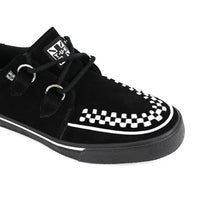 Μυτερό sneaker Creeper, μαύρο, λευκό, σουέτ, πλατφόρμα