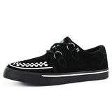 Μυτερό sneaker Creeper, μαύρο, λευκό, σουέτ, πλατφόρμα
