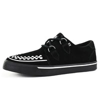 Μυτερό sneaker Creeper, μαύρο, λευκό, σουέτ, πλατφόρμα