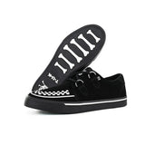 Μυτερό sneaker Creeper, μαύρο, λευκό, σουέτ, πλατφόρμα