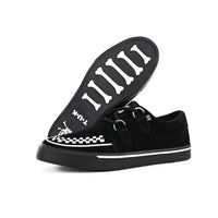Μυτερό sneaker Creeper, μαύρο, λευκό, σουέτ, πλατφόρμα