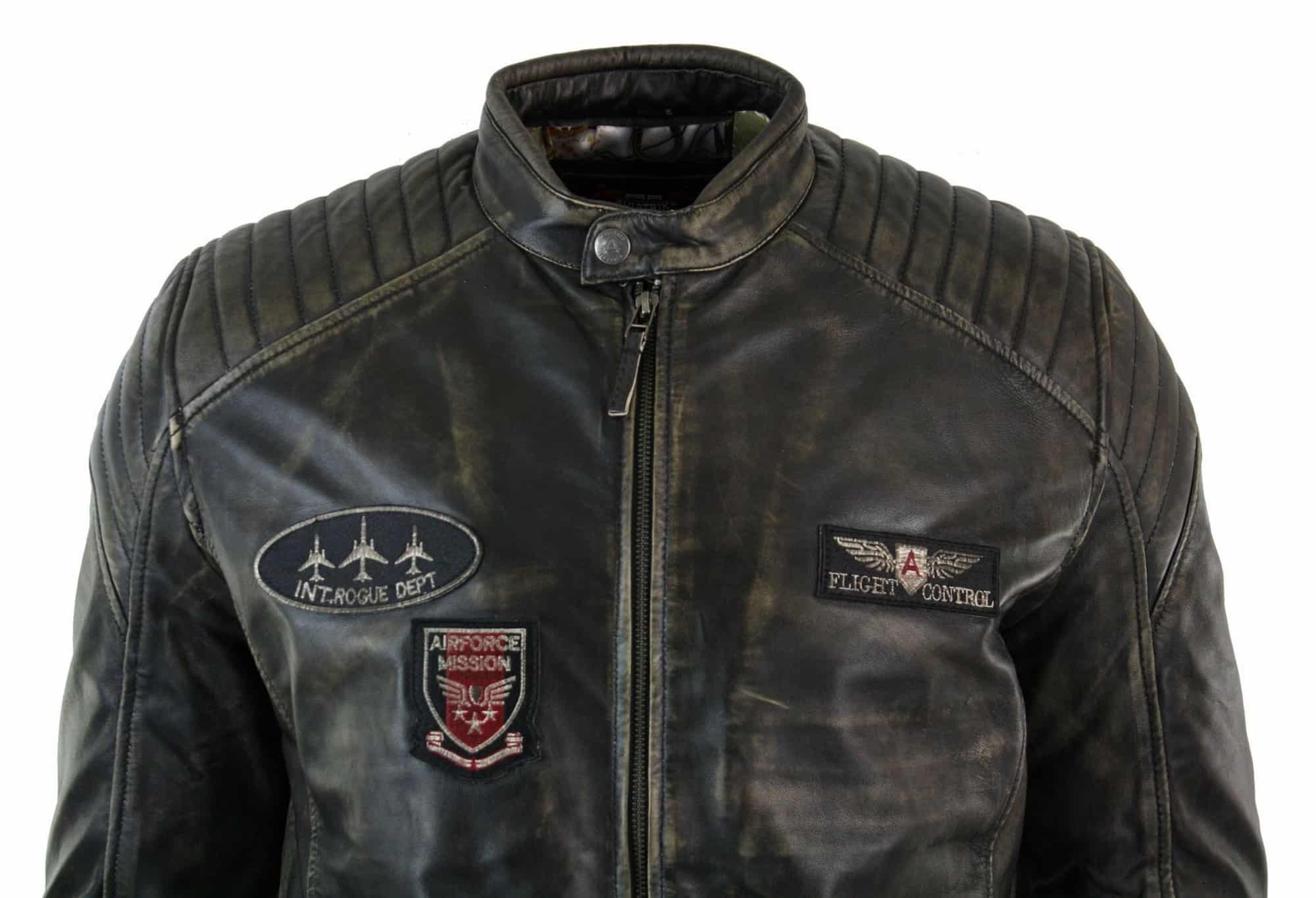 Μπουφάν μοτοσικλετιστών Airforce από γνήσιο δέρμα, με φθαρμένη γραμμή, ρετρό, vintage, για άνδρες