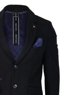 Cavani Ανδρικό Κλασικό Μαύρο Παλτό Μήκους 3/4