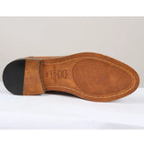 Ross - Ανδρικά Καφέ Δερμάτινα Παπούτσια Brogue με Στάμπα Λουλουδιών και Νεκροκεφαλές