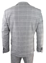 Ανδρικό γκρι ολόσωμο Marc Darcy Prince Of Wales με καρό φόρεμα Ross Office Wedding σε στενή γραμμή, κλασικό