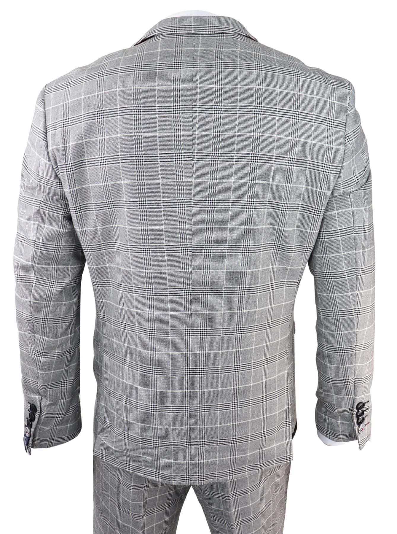 Ανδρικό γκρι ολόσωμο Marc Darcy Prince Of Wales με καρό φόρεμα Ross Office Wedding σε στενή γραμμή, κλασικό