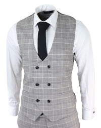 Ανδρικό γκρι ολόσωμο Marc Darcy Prince Of Wales με καρό φόρεμα Ross Office Wedding σε στενή γραμμή, κλασικό